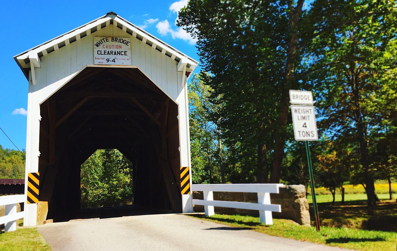 White covered bridge