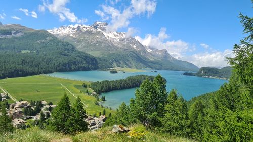 Panoramic view of landscape and mountains against sky