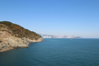 View of sea against blue sky