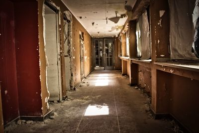 Empty corridor in old building