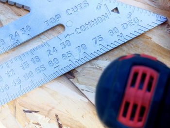 High angle view of pencil on table