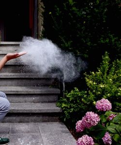 Blurred motion of woman in water