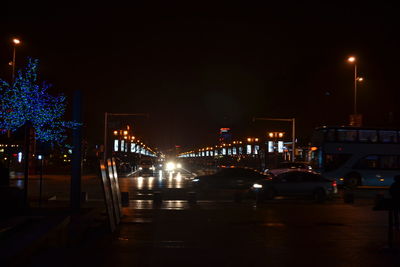 Street light on road at night