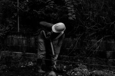 Man with shovel