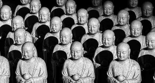 Rear view of people at night