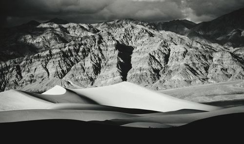 Scenic view of death valley national park against cloudy sky