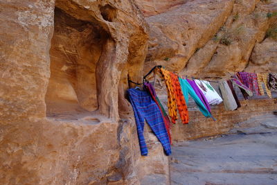 Clothes drying on rock