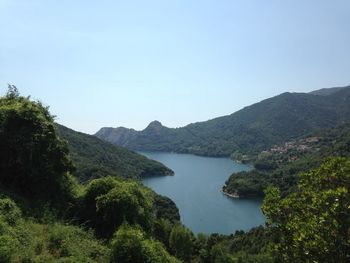 Scenic view of mountains against clear sky