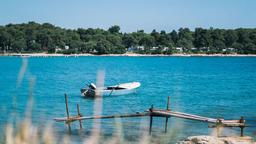 Scenic view of sea against clear sky