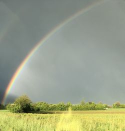 Scenic view of rainbow against sky