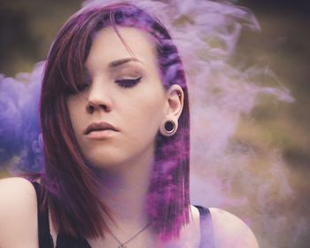 Close-up portrait of beautiful young woman