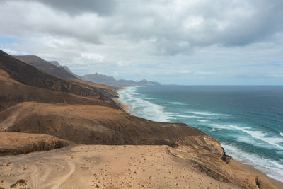 Scenic view of beach against sky