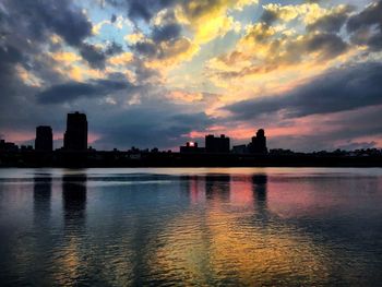 View of city at sunset