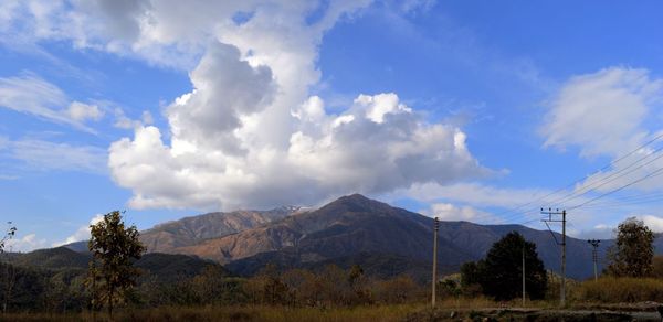 Panoramic view of mountains against sky