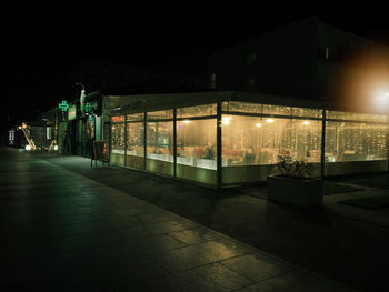 Illuminated subway at night
