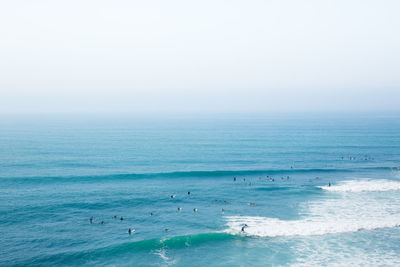 Scenic view of sea against clear sky