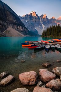 Boats on lake