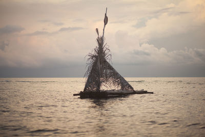 Floating wooden raft