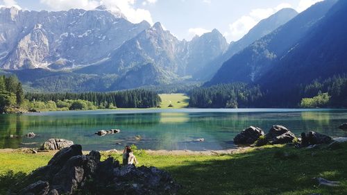 Scenic view of lake against mountains