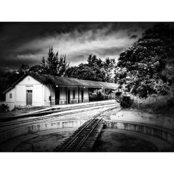 Railroad track against sky