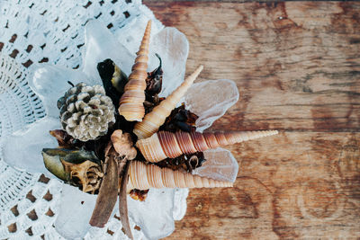 High angle view of food on table