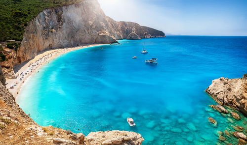 Panoramic view of sea and rocks