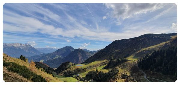 Scenic view of mountains against sky