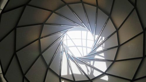 Low angle view of skylight in building