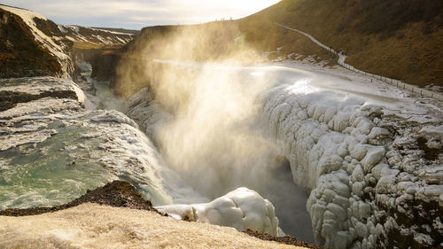 Scenic view of waterfall