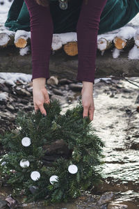 Close up christmas wreath concept photo