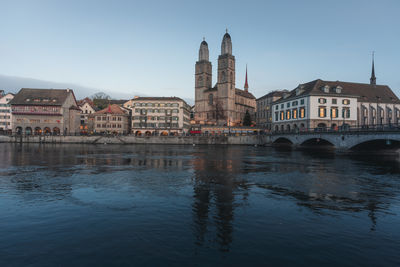 Reflection of buildings in water