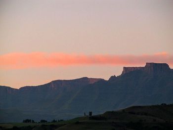 Scenic view of mountains at sunset