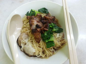 High angle view of food in bowl