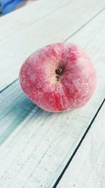 High angle view of apple on table