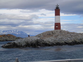 View of les eclaireurs lighthouse, located on the beagle channel, extreme south of argentina