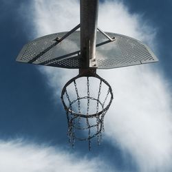 Low angle view of basketball hoop against sky