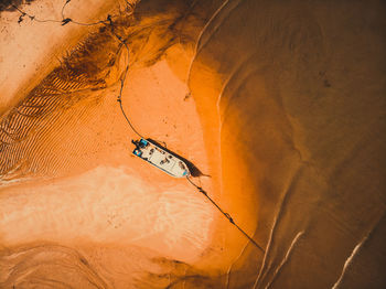 High angle view of boat at beach