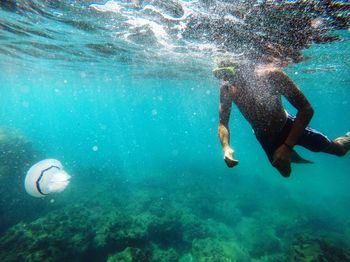 Man snorkeling undersea