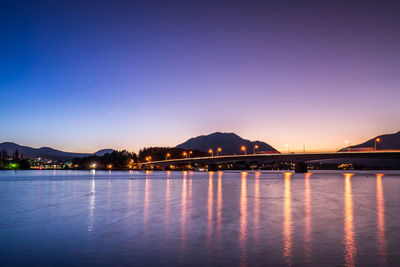 Illuminated city at waterfront