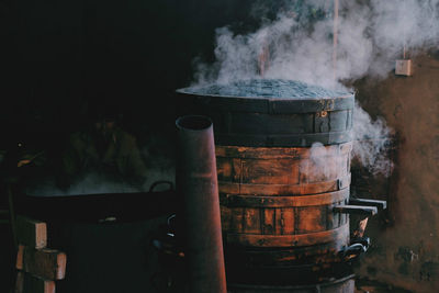 Close-up of bamboo steamers