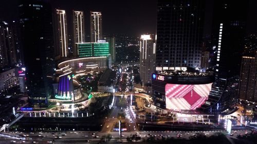 Illuminated city at night