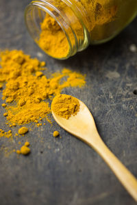 Close-up of turmeric on table