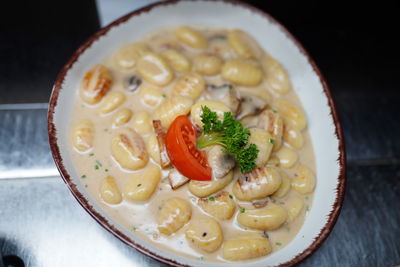 High angle view of food in bowl