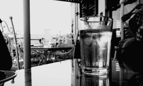 Close-up of beer in glass on table