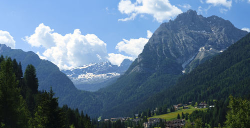 Panoramic view of mountains against sky