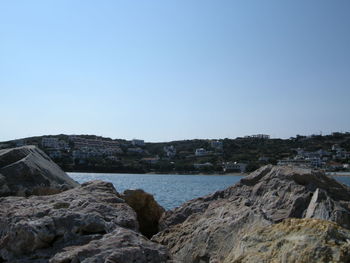 View of cityscape against clear sky