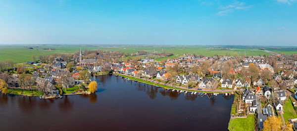 High angle view of townscape against sky