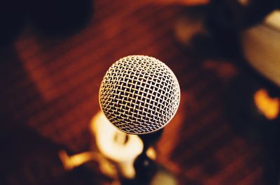 High angle view of microphone on stage