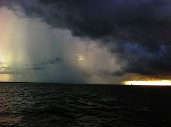 Scenic view of sea against cloudy sky