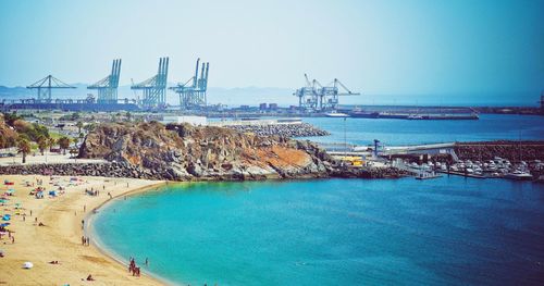 Scenic view of sea against clear sky